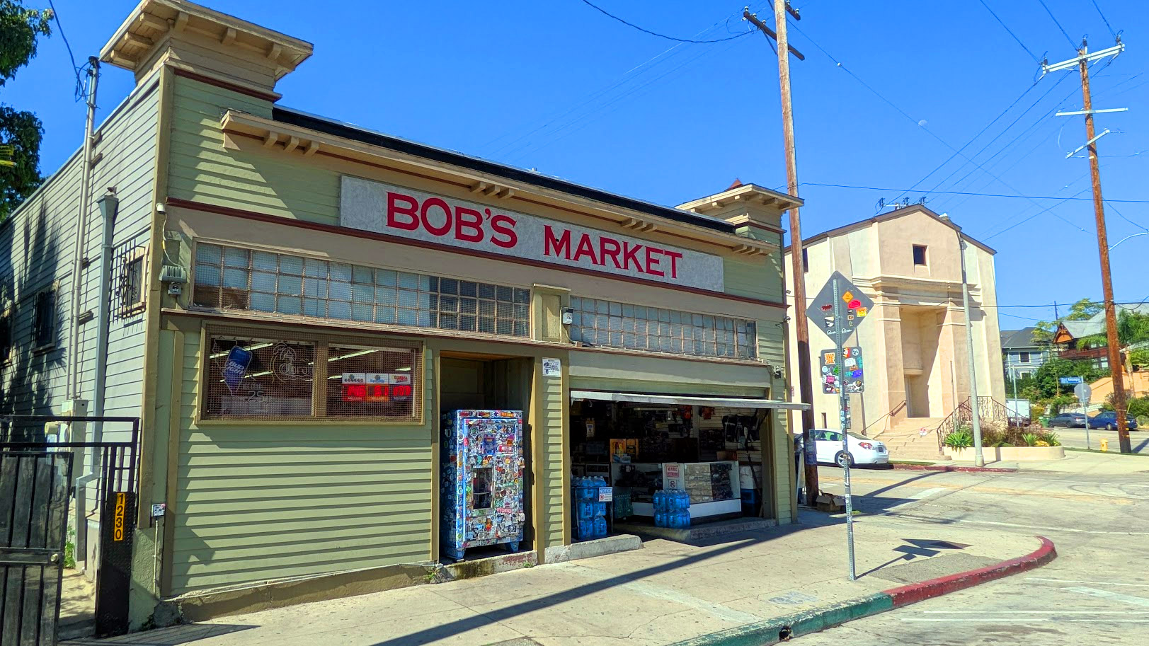 Exterior of Bob's Market in Echo Park, famous as Toretto's Market in Fast and the Furious