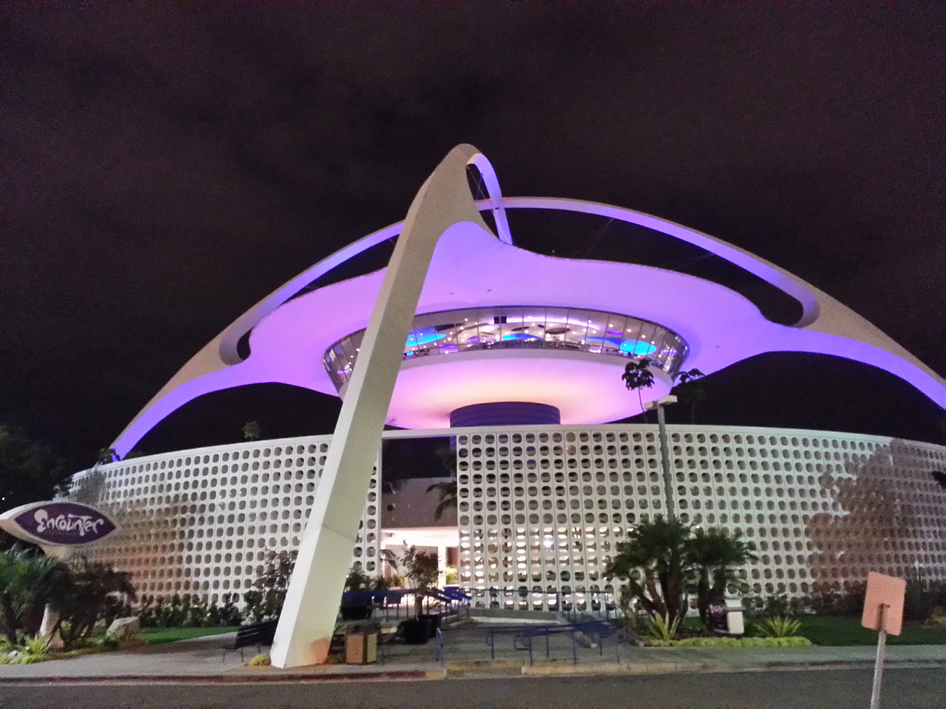 Iconic futuristic Theme Building landmark at Los Angeles International Airport