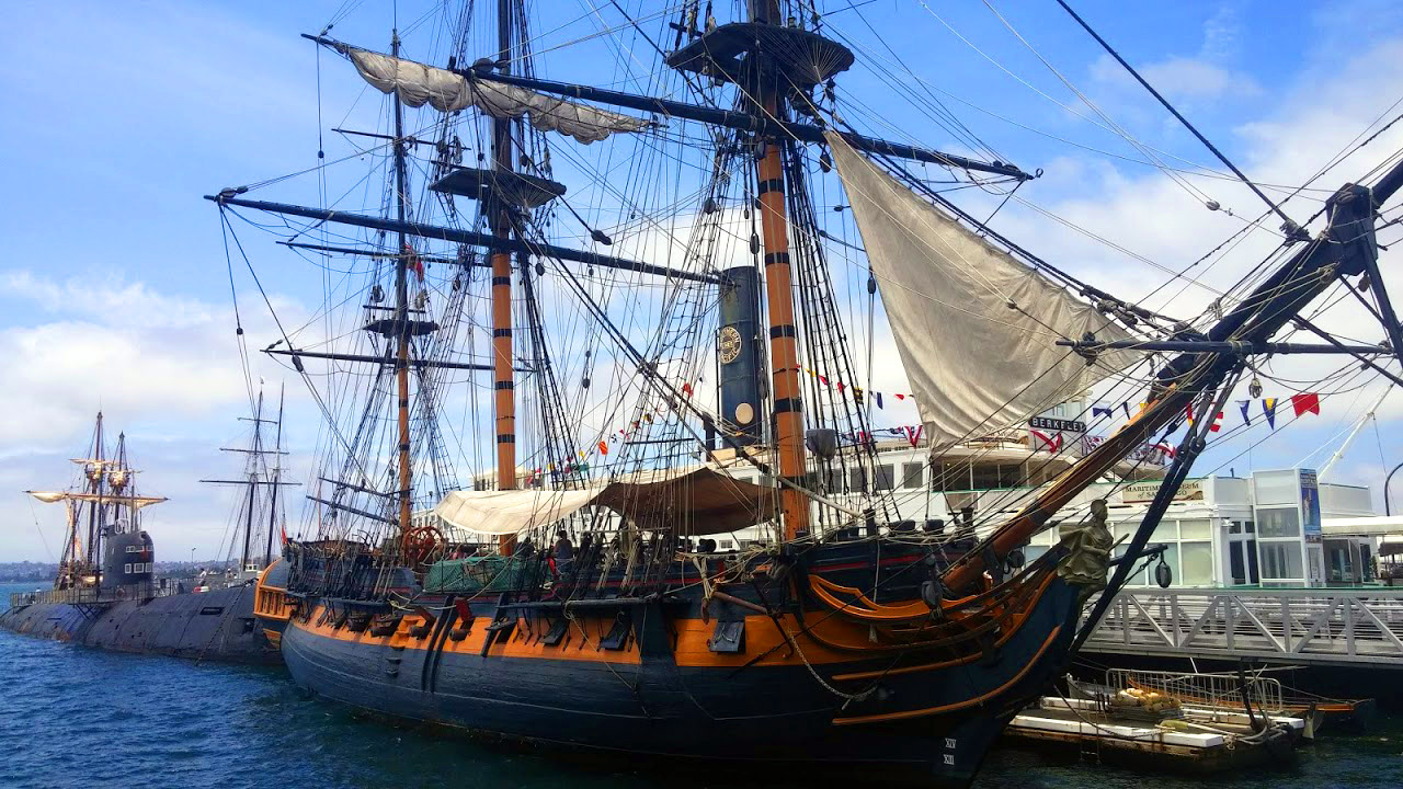 San Diego Maritime Museum historic ships along the Embarcadero waterfront