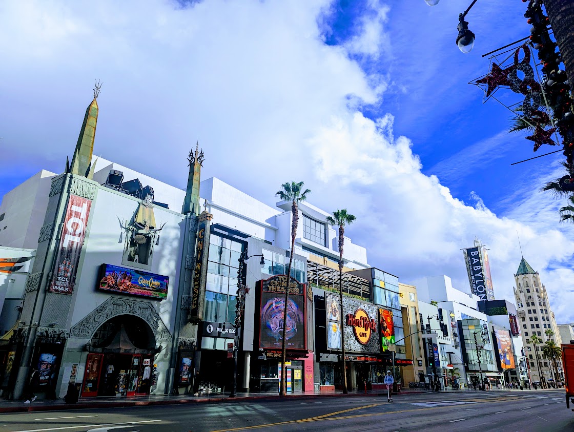 Hollywood Boulevard Walk of Fame and historic theatre facade