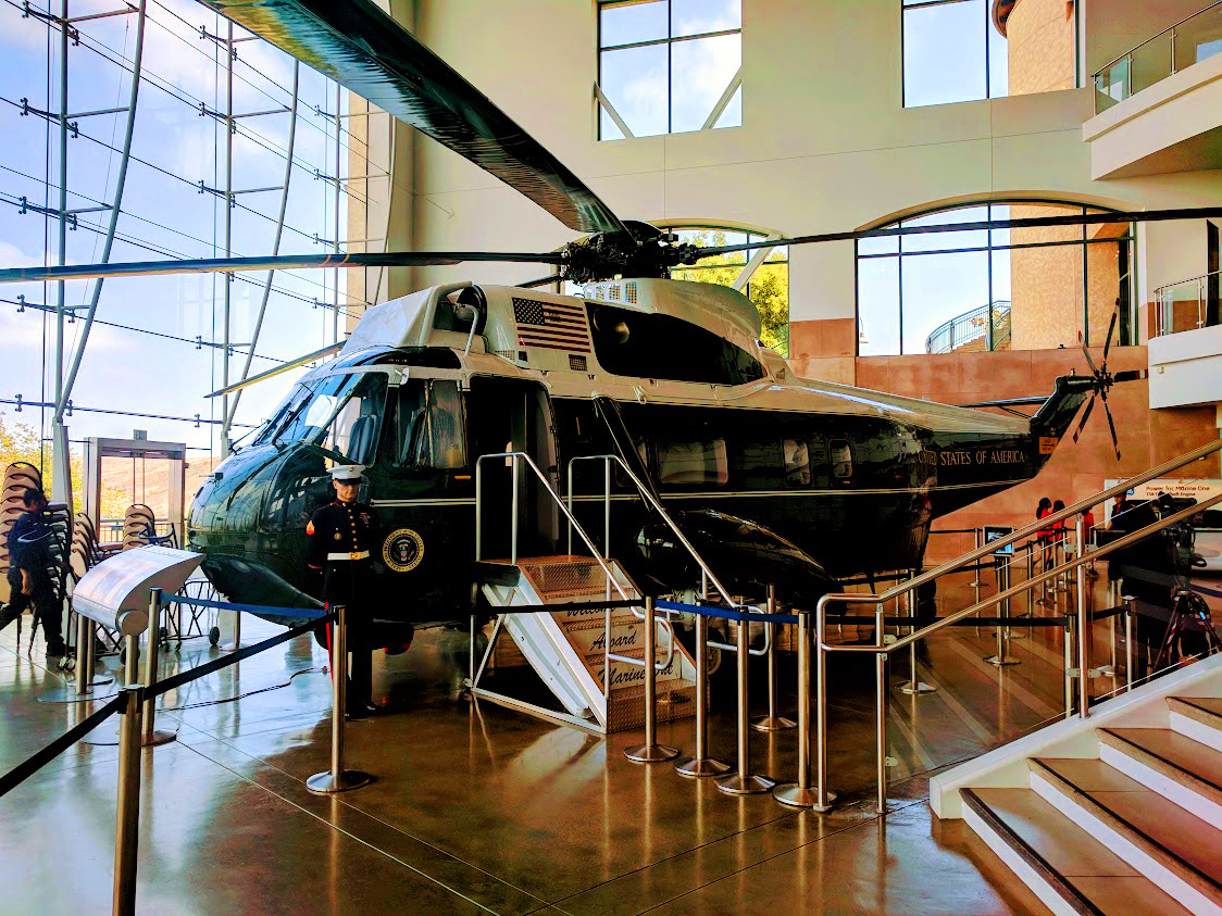 Marine One presidential helicopter on display