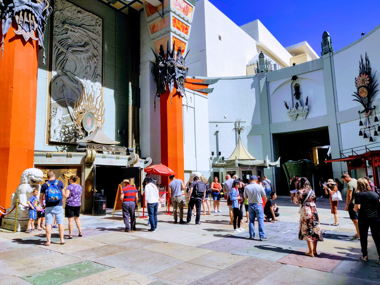 TCL Chinese Theatre Forecourt of the Stars cement handprints and historic Hollywood courtyard